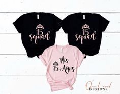 Quinceanera Shirts, Birthday Squad Shirts, Surprise Dance, Quinceanera Planning, Quinceanera Themes, Custom Tank Tops