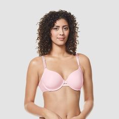 You'll be confident and comfortable all day long with the smooth support of the Underarm-Smoothing Underwire Bra from Simply Perfect by Warner's. This T-shirt bra features a wide-cup design for a smooth finish that extends through the underarm area, and the back is finished with a hook-and-loop fastener that keeps it securely in place. Adjustable shoulder straps let you customize your fit, while the lightly lined cups and underwire construction provides a little extra lift, making this bra a qui Feminine Pink Nursing Bra With Removable Pads, Pink Soft Touch Push-up Bra, Big Bra, Longline Bra, Comfortable Bras, Seamless Bra, Racerback Bra, Wireless Bra, Almost Perfect