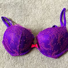 Never Used, Like New Condition. Gorgeous Very Sexy Push Up Bra With Hot Pink Eyelash Lace Detail. The Color Is A Pretty Bright Purple. Soft Fabric And Push Up Padding. Bundle & Save!!! Purple Push-up Bra With Padded Cups, Fitted Purple Bra With Padded Cups, Victoria's Secret Purple Underwire Bra, Purple Stretch Bra With Padded Cups, Stretch Purple Bra With Padded Cups, Victoria's Secret Purple Bra With Built-in Bra, Victoria's Secret Purple Padded Bra, Victoria's Secret Lavender Underwire Bra, Purple Underwire Bra With Lined Body