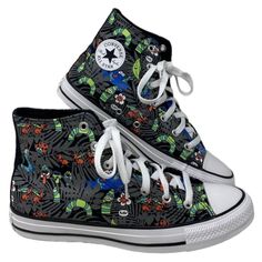 Converse Chuck Taylor High Shoes Skate Black Lime Canvas Women Kids Size A00385f Brand New With Box No Lid. 100% Authentic! Junior Size 5 = Women's Size 7 Junior Size 5.5 = Women's Size 7.5 Junior Size 6 = Women's Size 8 We Could Tell You That It’s The Og Basketball Shoe, Created Over 100 Years Ago. Or That The Design Has Largely Stayed The Same, Because Why Mess With A Good Thing. Or How It Became The Unofficial Sneaker Of All Your Favorite Artists And Musicians, Who Each Made It Their Own. Yea Black High-top Synthetic Canvas Shoes, Black Textile Round Toe Skate Shoes, Black Flat Casual Sneakers, Casual Black Flat Sneakers, Converse Skate Shoes With Laces And Round Toe, Converse Skate Shoes With Round Toe And Laces, Converse Canvas Shoes With Round Toe, Trendy Black Canvas Shoes With Speckled Midsole, Black Textile Lace-up Skate Shoes