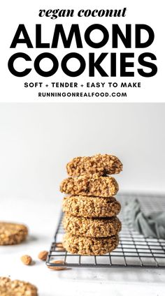 vegan coconut almond cookies stacked on top of each other