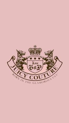 the logo for juicy couture, born in the glamourous usa with two cats