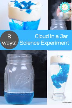 How to Make a Cloud in a Jar Experiments For Kids Easy, Spring Science Experiments, Simple Stem Challenges, Spring Science Activities, Tornado In A Jar, Simple Stem Activities