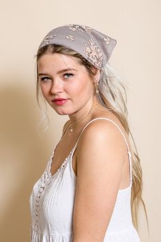 A floral lace hair wrap with elastic banding, so that your chic style stays secure all day long. #LoveMyLeto 100% Polyester Imported Adjustable Feminine Hair Accessories, Elegant Headband Style Bandana, Elegant One Size Headband Bandana, Spring Headscarf One Size Fits Most, Elegant Spring Headscarf, Elegant One-size Headscarf For Spring, Elegant One Size Bandana Headband, Feminine Spring Headband Hair Accessories, Summer Wedding Headwrap