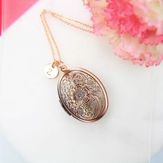 ♥ Flower Locket Charm Necklace Red Copper Locket Charm Photo Frame Charm for Necklace Aval Locket Necklace Birthday Gift Personalized Necklace ♥ You will receive 1 necklace ♥ Flower Locket Charm 24x34x2 mm ♥ Real Rose Gold Plated chain 18 inches ♥ We strive for next day shipping, but we do not ship on Saturdays, Sundays, and Holidays. It may sometimes take a bit longer when we have unusually large volume of orders. Thank you for your patience! ♥♥ For more details on shipping guideline and other Mother's Day Rose Gold Round Locket Necklace, Oval Locket Necklace With Adjustable Chain As Gift, Elegant Birthday Locket Jewelry, Oval Gold Jewelry For Birthday, Oval Locket Jewelry For Gift, Personalized Locket Necklace For Birthday And Mother's Day, Personalized Oval Rose Gold Necklaces, Rose Gold Oval Locket Necklace, Rose Gold Oval Pendant Jewelry For Mother's Day