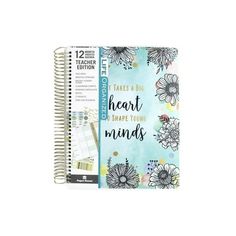 a spiral notebook with the words take a big heart to shape your minds