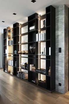 a large book shelf with many books on it