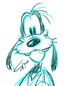 a drawing of donald ducky from the cartoon show, which was drawn in blue ink