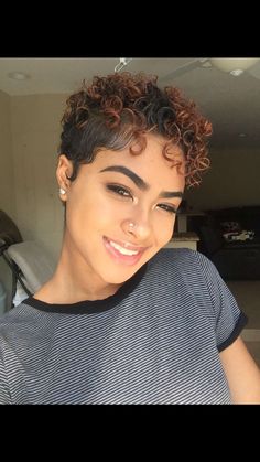 Pixie Cut Highlights, Curly Pixie Haircuts, Tapered Natural Hair, Short Sassy Hair, Short Curly Haircuts, Sassy Hair