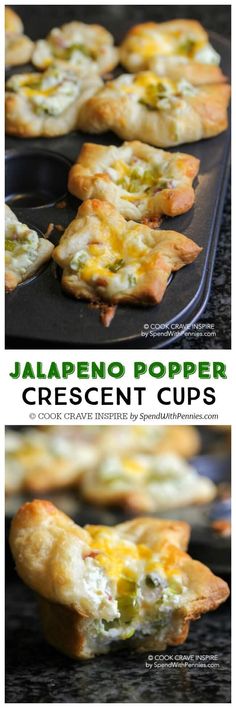 jalapeno popper crescent cups with cheese and green peppers