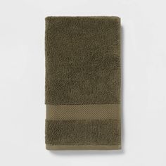 Performance Plus Hand Towel Dark Green - Threshold™: Cotton Terry, Fade-Resistant, 550-800 GSM, OEKO-TEX Certified Green Hand Towels, Dark Sage, Garden Pottery, Green Hand, Towel Collection, Bathroom Towel, Room Essentials, Bathroom Styling, Bathroom Towels