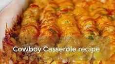 cowboy casserole recipe in a white dish