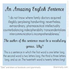 an amazing english sentence is written in the form of a poem, which includes words and phrases