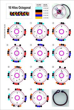 the instructions for how to make an origami clock with different colors and numbers