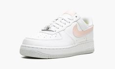 The Women’s Nike Air Force 1 Next Nature “White/Pale Coral” is a warm weather-inspired colorway of the popular lifestyle shoe constructed from at least 20% recycled content by weight.  From Nike’s Move to Zero initiative that aims to reduce the brand’s carbon footprint, the Air Force 1 Low Next Nature in “White/Pale Coral” features a white leather construction with a contrasting Pale Coral leather Swoosh.  Additional pink leather detailing is found on the tongue tag with “Nike Air” branding, and Leather Detailing, Silver Lace, Stadium Goods, Air Force 1 Low, Carbon Footprint, The Vamps, Nike Air Force 1, Pink Leather, Nike Air Force Sneaker