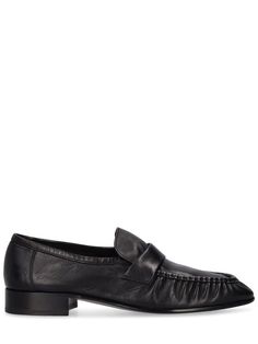 Find The Row 20mm Soft Leather Loafers on Editorialist. 20mm Heel. Leather upper. Slip on. Leather lining. Leather sole Soft Loafers, Mary Kate Olsen, Black Loafers, Penny Loafers, Leather Flats, Stacked Heel, Leather Loafers, Luxury Items, Leather Heels