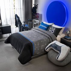 Edredón Playstation 5 IND Bedroom For 7 Year Boy, Girly Gamer Room, Bedroom For Boys Kids, Gaming Bedroom Ideas For Men, Boys Fortnite Bedroom, Cool Boys Room Ideas, Boy Gamer Bedroom Ideas, Gamer Room Ideas Boy Bedrooms, Boys Gamer Bedroom Ideas