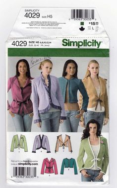 the sewing pattern for ladies's cardigans and sweaters is shown in two different colors