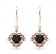 We are Pleased to welcome you in our Store-    TheLesBijoux Short Description about the item-  This Earrings is Made With a Heart Cut Black Onyx Gemstone and the accented stones in this Pendant., are the Moissanite to adorn the look of this beautiful Pendant.. a unique piece to wear occasionally or can be used regularly. Can be offered as a gift to your loved ones, to make them feel special. MATERIAL AVAILABILITY- ( 925 Sterling Silver/ 14k solid gold(white gold / rose gold / yellow gold?  950 Solid Platinum  We make sure that you know that you're getting high quality hand-made crafted jewelry when you purchase items from our store. This beautiful Earrings is made to order. Available in all the Required Materials. ( 925 Sterling Silver/ 14k/18k solid gold(white gold / rose gold / yellow go Luxury Vintage Black Clip-on Earrings, Vintage Wedding Earrings, Wedding Earrings Vintage, Black Onyx Earrings, Earrings Antique, Onyx Earrings, Filigree Earrings, Onyx Gemstone, Women Art