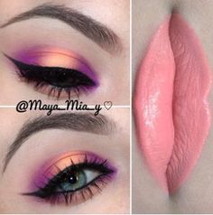 Coral Eyeshadow, Coral Makeup, Maya Mia, Purple Makeup, Beautiful Eye Makeup, Beauty Make-up, Creative Eye Makeup