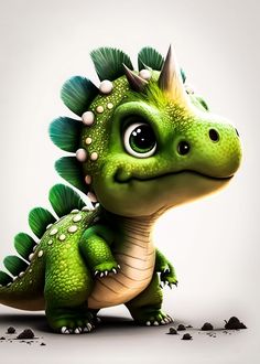 a small green dinosaur with spikes on its head