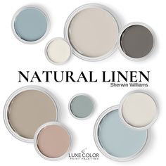 several shades of neutral paint with the words natural linen