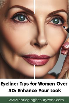 Tips to put on eyeliner gracefully for mature eyes! Discover effective techniques using gel, pencil, and waterline eyeliners suitable for hooded, shaky hands, and upper lids. This tutorial provides step-by-step instructions and insightful videos to refine your eyeliner application skills. Elevate your makeup routine with expert tips tailored for women over 50.

#EyelinerForWomenOver50 #TypesOfEyeliner #HowToApplyEyeliner #StepByStepEyeliner #HoodedEyeMakeupTutorial #ShakyHands #EyelinerApplicati Step By Step Eyeliner, Hooded Eye Makeup Tutorial, Shaky Hands