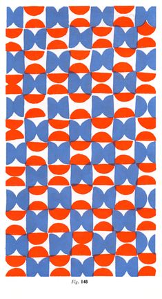 an orange and blue pattern on white paper