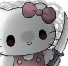 an image of a hello kitty holding a knife