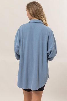 Waffle oversized button up shacket with double front flap pockets Available in cream, taupe and grey blue Sizes S, M and L Fabric: 100% cotton Grey Blue, Blue Cream, Flap Pocket, Waffles, Blue Grey, Jumpsuit Romper, Button Up, Rompers, Blue Color