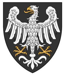 the coat of arms and two headed eagle are depicted in this black and white shield