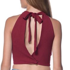 Nwt J.O.A. Crop Open Back Halter Top. Cute With Jeans Or Black Pants. Perfect For Going Out. Never Worn Before, No Defects, Exactly Like Stock Photo :) Burgundy V-neck Top For Summer, Summer Burgundy V-neck Top, Burgundy V-neck Summer Top, Summer Burgundy Sleeveless Top, Fitted Burgundy Crop Top, Burgundy Sleeveless Summer Top, Chic Burgundy Tops For Summer, Chic Burgundy Summer Tops, Top Cute