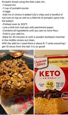 the recipe for pumpkin bread is shown in three different pictures and includes instructions to make it