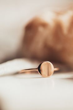 The Circle ID Ring - Sarah O. Rose Gold Rings With Smooth Bezel, 14k Rose Gold Polished Rings, Rose Gold Stackable Rings With Halo, 14k Rose Gold Ring With Halo Design, 14k Rose Gold Halo Ring, Classic Rose Gold Rings With Simple Design, Rose Gold Halo Stackable Rings, Classic Rose Gold Circle Jewelry, Dainty Stackable Rings With Smooth Bezel