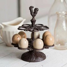 an egg holder with six eggs on it