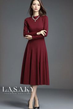 Lasaky - Elegantly Fitted A-Line Knit Bodycon Dress for a Sleek and Stylish Look Ribbed Knit Bodycon Dress, Knit Bodycon Dress, Basic Skirt, Jersey Knit Dress, Basic Dress, Maxi Knit Dress, Knit Midi Dress, Basic Outfits, Types Of Skirts