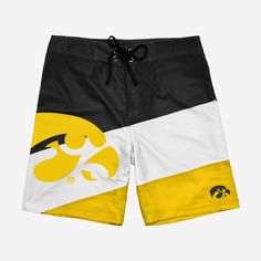 Dominate summer style the same way your team dominates their opponents. These Iowa Hawkeyes Color Dive Boardshorts will have you ready for every pool party, beach day, and barbecue. Features Diagonal, multi-team colored design so you can let your true colors shine Large cropped team logo on front right leg that lets you show off your legendary team spirit AND your toned calf muscles Small team logo on front left leg so there's no question who you're rooting for Adjustable drawstring for added se Calf Muscles, Iowa Hawkeyes, Big Game, Team Colors, Pool Party, Board Shorts, Beach Day, Iowa, True Colors