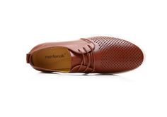 Material: Rubber, PU • Style: Lace Up Men's Shoes • Type: Casual Shoes, Basic, Lace-Up, Solid, Hollow Out Men Footwear • Material: EVA, PU Brown Business Lace-up Shoes With Perforated Toe Box, Summer Brown Leather Dress Shoes, Brown Leather Dress Shoes For Summer, Brown Casual Summer Dress Shoes, Casual Brown Leather Shoes With Perforations, Brown Round Toe Dress Shoes For Summer, Casual Leather Shoes With Perforations For Business, Casual Perforated Leather Business Shoes, Casual Business Leather Shoes With Perforations