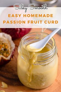 This easy passion fruit curd is creamy, silky smooth, sweet and slightly tangy. This easy tropical fruit curd is made with only 5 ingredients, and it is great slathered on just about anything or even eaten straight out of the jar!