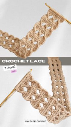 the crochet lace is being used to make an intricate pattern on this knitting project