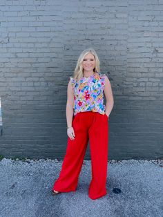 Elevate your professional wardrobe with our Straight To Business high waisted pants! The wide leg design offers a sleek and modern look, while the pockets provide practicality. The pleated detail adds a touch of sophistication. Get ready to make a bold statement in the office! Inseam 34" - From Top of Waistband to bottom hem 44" Long. Red Wide Leg Dress Pants For Spring, Chic Red Wide Leg Dress Pants, Red Wide-leg Pants For Office, Red Straight Leg Dress Pants For Spring, Chic Red High-waisted Dress Pants, Red Wide Leg Bottoms For Business Casual, Trendy Red Wide Leg Pants For Spring, Chic Red Dress Pants For Spring, Chic Red Office Pants