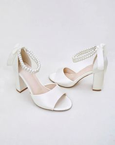 Ivory Satin Block Heel Wedding Sandals, Women Shoes, Bridal Heels Wedding Shoes Summer, Heels For Wedding Bridesmaid, Elegant Open Toe Sandals For Bridesmaids, Elegant Pearl Embellished Block Heels, Elegant Ankle Strap Wedding Shoes For Bridesmaids, Elegant Closed Toe Bridal Accessories For Bridesmaid, Elegant Pearl-embellished Open Toe Sandals, Elegant Summer Wedding Shoes For Bridesmaids, Elegant Open Toe Heels For Bridesmaids