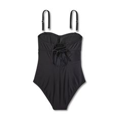 This Twist-Front Bandeau Classic One-Piece Swimsuit with Tummy Control from Kona Sol™ is made from soft fabric with added spandex for stretchy comfort. The sleeveless swimsuit fashioned in a classic bandeau silhouette in black will have you standing out from the crowd. The twist-front accent adds style, the tummy control feature gives you a flattering look, and the crisscross back ties with keyhole give you an ideal fit every time. Plus, you can choose the level of comfort thanks to the removabl Sleeveless Swimsuit, Strapless Swimsuit, Bandeau Bra, Vacation Mode, Swimsuit Fashion, Twist Front, Swimwear Fashion, Bra Cups, Shoulder Straps