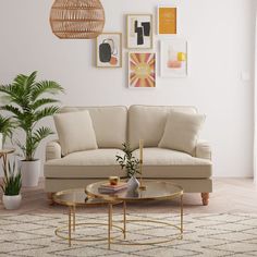 a living room scene with focus on the couch and coffee table in the center area