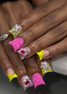 Jayda Nails, Nail Designs Cat Eye, Acrylic Toe Nails, Hard Nails, Pink Charm, Colored Acrylic Nails, Dope Nail Designs