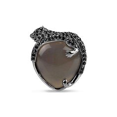 STYLE NOTES  Hunt line features the extravagant visibility of wildlife-inspired embellishments and daring designs. This panther-embellished cocktail ring brings back the rock-chic spirit to an ordinary day. Wear this statement piece solo on your finger to accentuate its edgy style. MATERIALS  Rhodium-plated AG925 sterling silver  Agate Umbra Cubic zirconia Panther Jewelry, Panther Ring, Animal Ring, Animal Rings, Rock Chic, Jewelry Black, Black Animals, Cat Jewelry, Ring Black