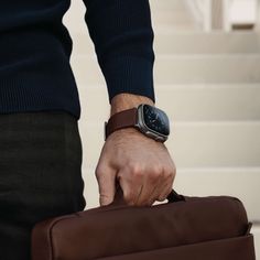 Style your Apple Watch Ultra with our everyday leather band. Crafted from the highest quality full-grain leather and stainless steel hardware. A minimal adapter (connector) that integrates seamlessly with the Apple Watch. With a modern design made to last a lifetime, the leather band will only look better with age. Men Apple Watch Band, Leather Apple Watch Band Mens, Apple Watch Bands Men, Men’s Apple Watch Bands, Mens Apple Watch Bands, Apple Watch Men Style, Apple Watch For Men, Mens Apple Watch