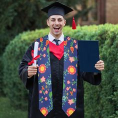 Be unique, expressive and stylish with this eye-catching vibrant custom graduation stole. • Material: 100% polyester, satin finish.• can be customized with your name, school name and your photos.• An ideal gift for anyone who will be graduating.• Size: 71.6 inch in total. Customizable Graduation Stole For School, Academic Graduation Stole, Twilight Graduation, Custom Graduation Stole, Winter Dance, Graduation Stole, Canvas Slip On Shoes, Baby Boots, Polyester Satin