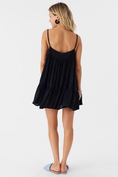 Complete your beach look with this flowy cover-up dress. It has a mini length fit and tiered detail. O'Neill Women's Cover-up dress Mini length Tiered skirt 100% Viscose | O'Neill Women's Saltwater Solids Rilee Swim Cover-Up Dress in Black, Size Small, Viscose Active Wear Dresses, Space Outfit, Swim Cover Up Dress, Women's Cover Up, Dress Hats, Swimsuit Cover Ups, Tier Skirt, Swimwear Outfit, Little Dresses