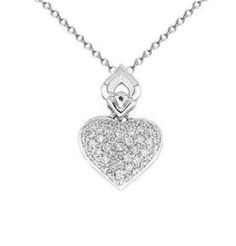 Imagine you're at a party and everybody's talking about your diamond heart necklace. Yes, this elegant diamond heart necklace is sure to be noticed. It features 0.50-carat round diamonds set in 18k white gold. The pendant is suspended from an 18-inch cable chain that secures with a lobster claw clasp.  Diamond Weight: 0.50 ct Diamond Color: H Diamond Clarity: SI Silver Heart-shaped Diamond Necklace With Pave Setting, Formal Cubic Zirconia Diamond Necklace With Heart Charm, White Gold Heart Cut Diamond Necklace With Pave Setting, Formal Heart-shaped Diamond Necklace With Pave Setting, Diamond White Diamond Heart Necklace For Formal Events, Diamond White Diamond Heart Necklace For Formal Occasions, Diamond White Heart Necklace With Pave Setting, Elegant Diamond Heart Necklace With Brilliant Cut, Elegant Diamond White Necklace With Heart Charm